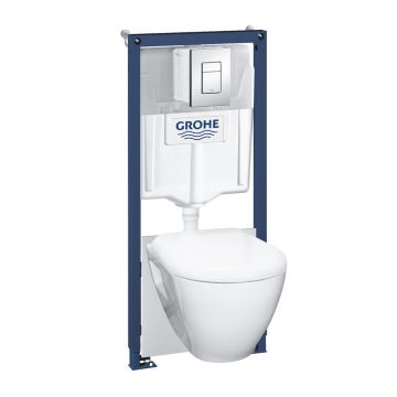 Set rezervor WC Grohe Solido 5 in 1 si clapeta crom Skate Cosmopolitan plus vas WC cu capac softclose