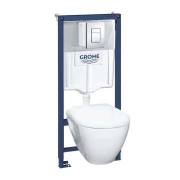 Set rezervor WC Grohe Solido Perfect 4 in 1 si clapeta crom Skate Cosmopolitan plus vas WC cu capac softclose