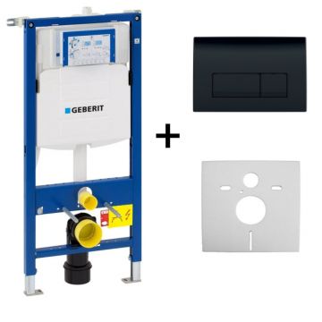 Set rezervor wc incastrat cu set fixare si clapeta negru Geberit Duofix Delta