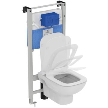 Set vas wc Ideal Standard i.life A Rimless+ cu capac inchidere lenta si rezervor incastrat cu cadru Prosys 120M la reducere