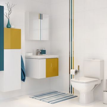 Set vas WC pe pardoseala 574 Cersanit Colour rezervor 010 si capac softclose alb