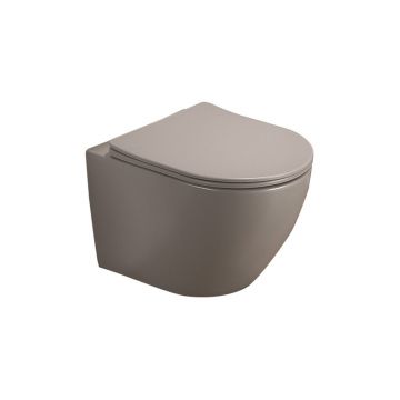 Set vas WC rimless suspendat Fluminia Alfonzo si capac softclose gri mat