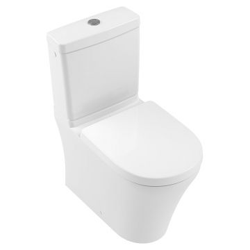 Set vas WC stativ rimless Villeroy & Boch, O.Novo, compact, direct flush, cu rezervor si capac soft close, alb la reducere