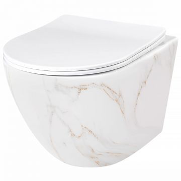 Set vas WC suspendabil rimless Rea Carlos Aiax Shiny şi capac soft close alb