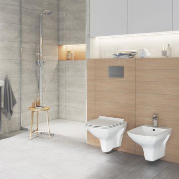 Set vas WC suspendat 550 Cersanit Carina si capac alb