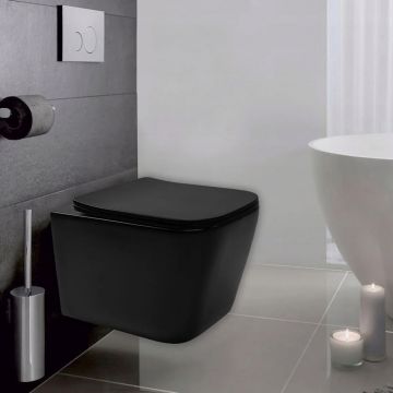 Set vas WC suspendat Rea Raul negru mat cu capac softclose