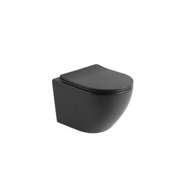 Vas wc suspendat rimless negru mat Rune Ivaldi si capac slim