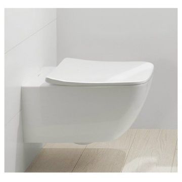 Set vas wc Villeroy & Boch Venticello Rimless suspendat cu capac soft-close, alb - Culoare Alb pal